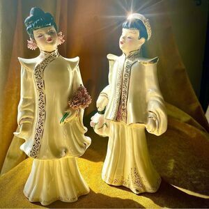 ♥️ Vintage Mid Century Florence Ceramics California Figurine Couple 8”T 3”W
